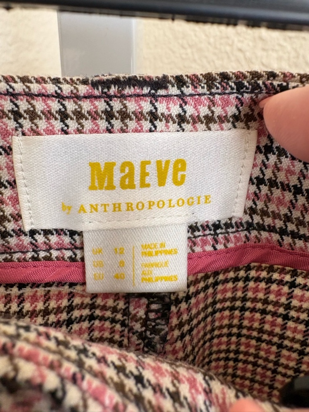Maeve The Avery Pleated Wide-Leg Trousers Plaid in Ivory Combo - Size 8 - Picture 11 of 12
